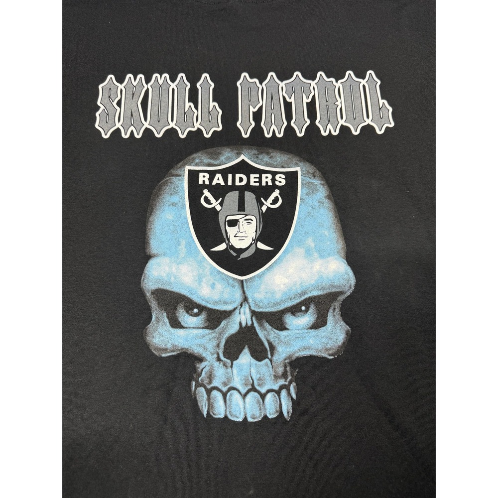 Raiders Shirt Mens 2XL Black NFL Football Skull Patrol Graphic Gildan Tee